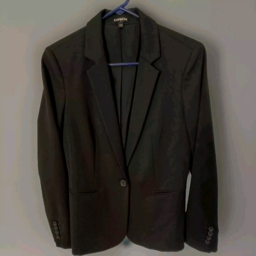 EXPRESS BLACK EDITOR ONE BUTTON BOYFRIEND BLAZER JACKET SIZE 6